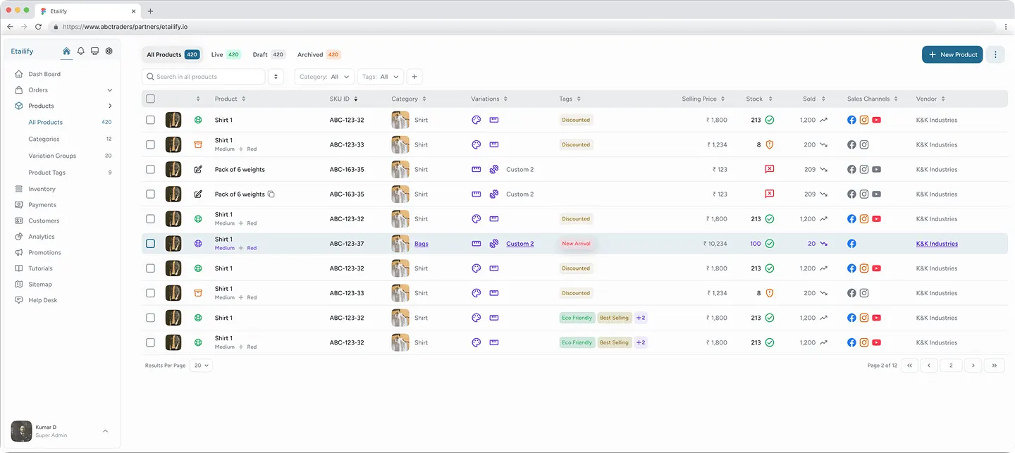 Etailify Partner OS — Products