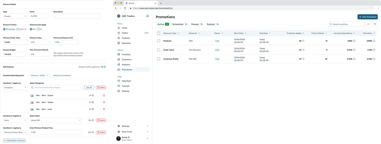 Promotions dashboard