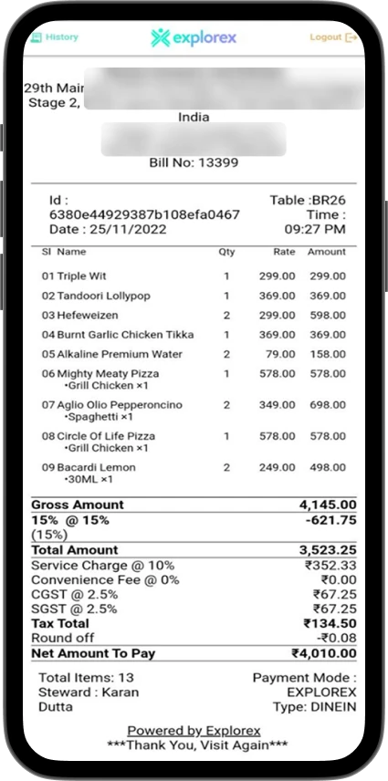 Printed style receipt, with a discount already applied but no explanation shown