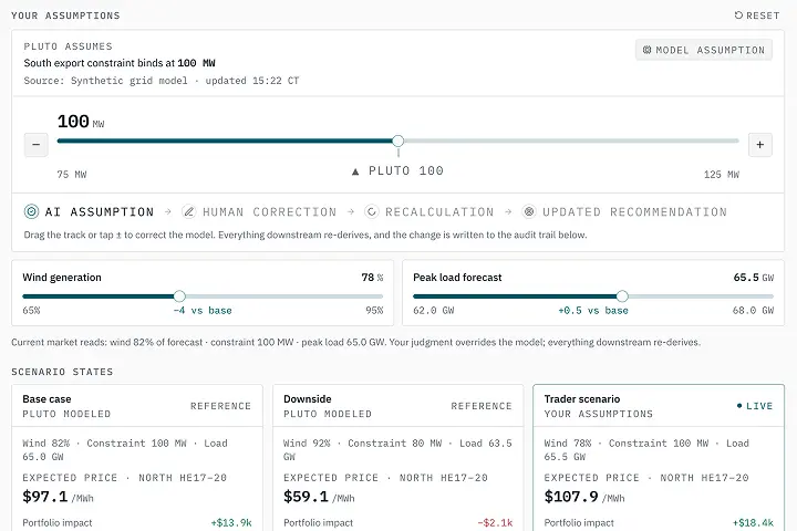 Pluto Energy assumption inspector screenshot